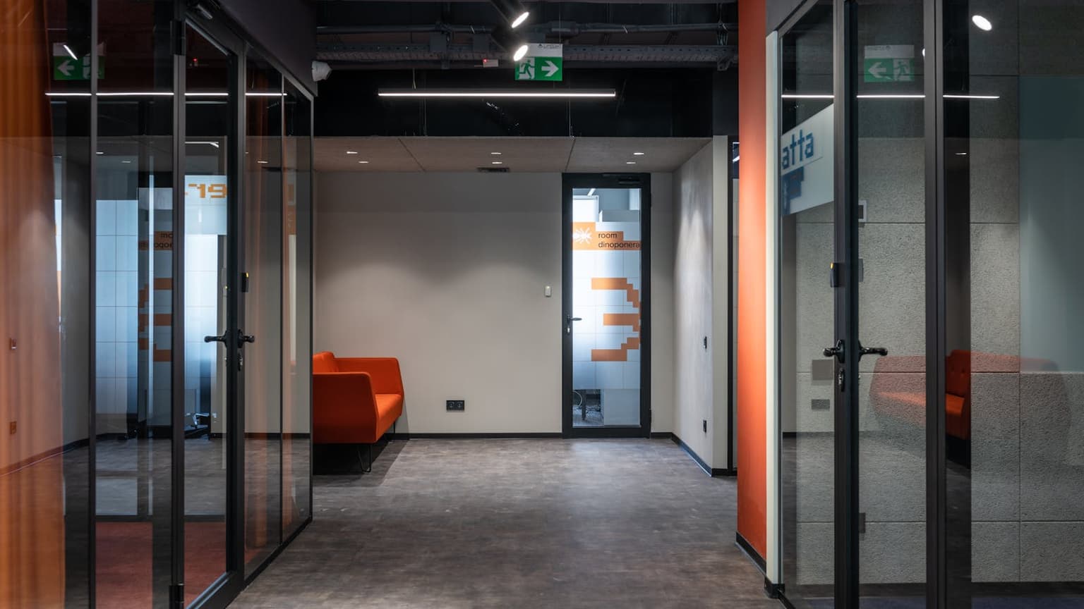 Sleek modern office corridor