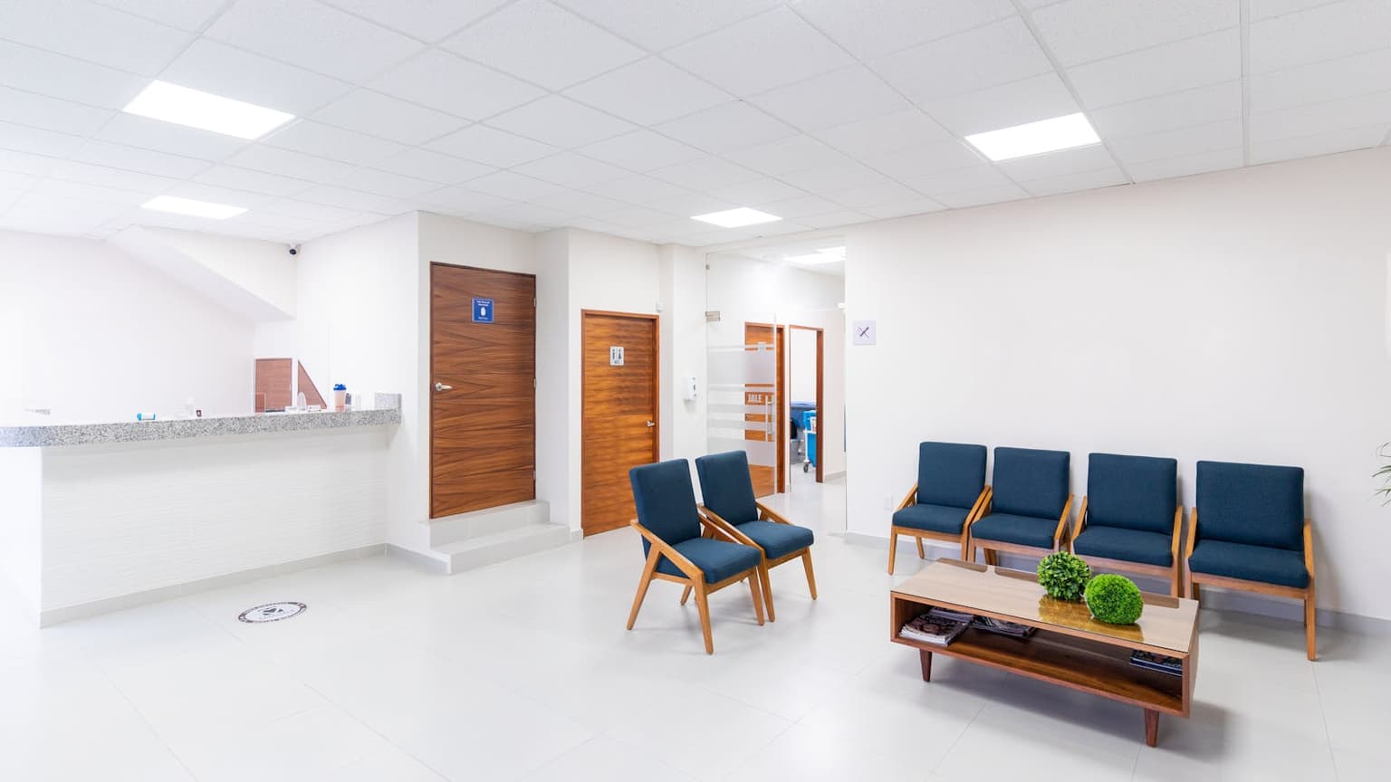Clean, modern medical clinic reception area