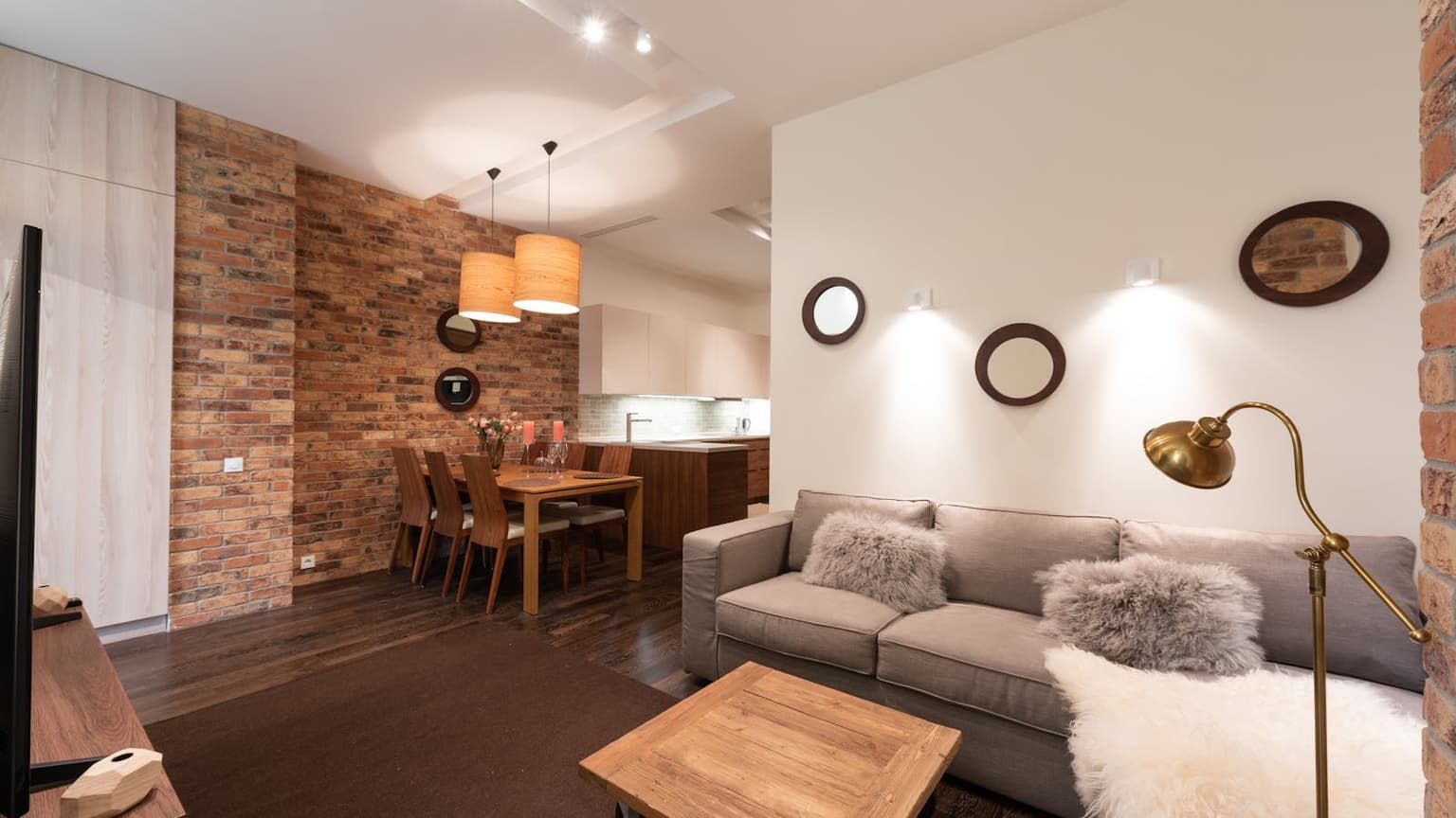 Clean, bright living and dining area
