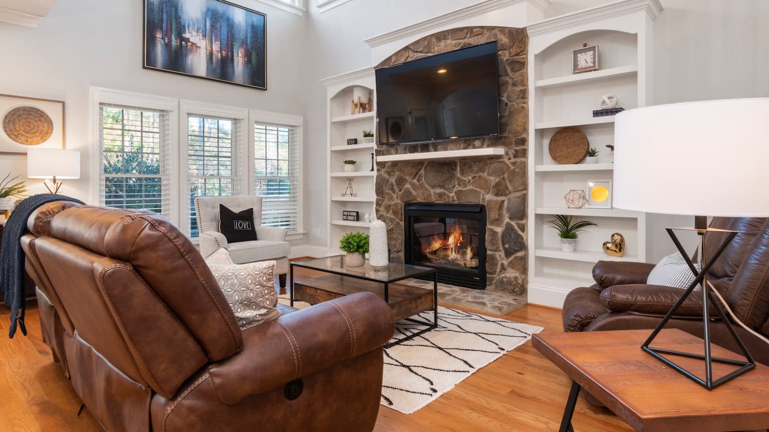 Cozy, clean home interior in winter with soft light